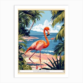 Greater Flamingo Southern Europe Spain Tropical Illustration 5 Poster Art Print