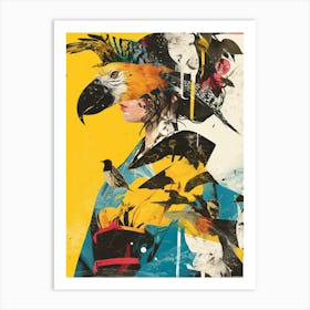 Asian Woman With Parrots Art Print