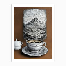 Coffee And Mountains Art Print