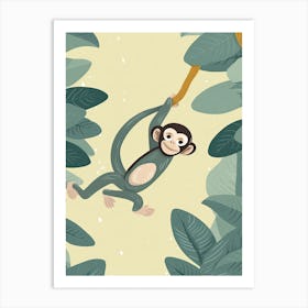 Monkey Jungle Cartoon Illustration 3 Art Print