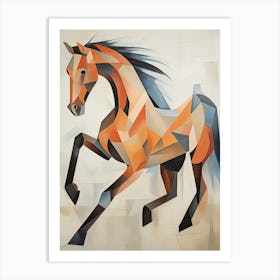 A Horse Painting In The Style Of Cubist Techniques 2 Art Print