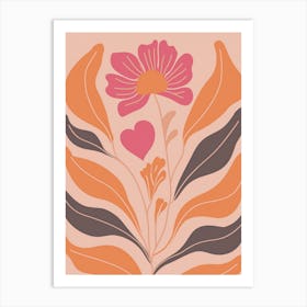 Flower & Heart Illustration Art Print