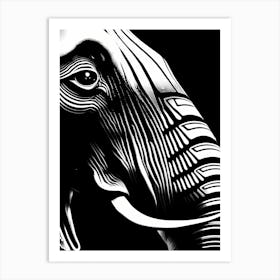 Elephant Head In Black And White, 1337 Art Print