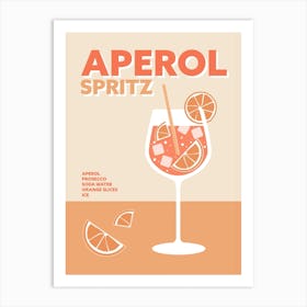 Aperol Spritz Cocktail Yellow Colourful Summer Drink Wall Art Art Print