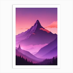 Misty Mountains Vertical Composition In Purple Tone 5 Art Print