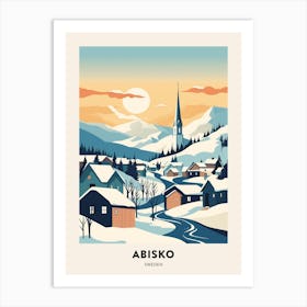 Vintage Winter Travel Poster Abisko Sweden 3 Art Print