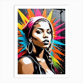 Graffiti Mural Of Beautiful Hip Hop Girl 62 Art Print