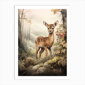 Storybook Animal Watercolour Deer 3 Art Print