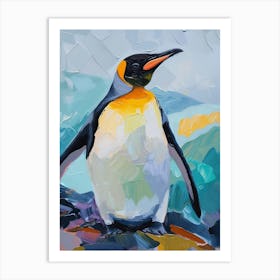 King Penguin Stewart Island Ulva Island Colour Block Painting 2 Art Print