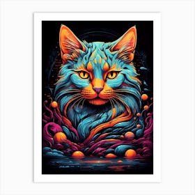 Psychedelic Cat 10 Art Print