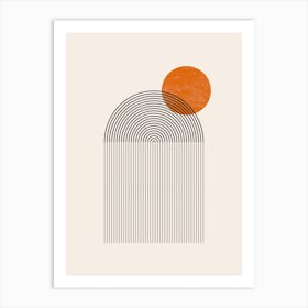 Mid-Century Rainbow and Sun Art Print