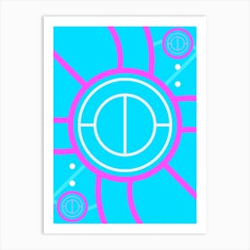 Geometric Glyph in White and Bubblegum Pink and Candy Blue n.0051 Art Print