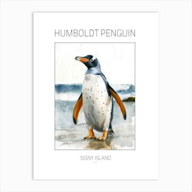 Humboldt Penguin Signy Island Watercolour Painting 1 Poster Art Print