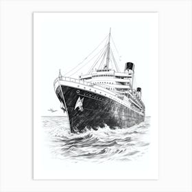 Titanic Sinking Ship Illustration 6 Art Print