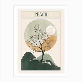 Peach Tree Minimal Japandi Illustration 2 Poster Art Print