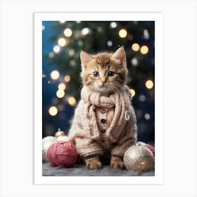 Christmas Kitten 1 Art Print