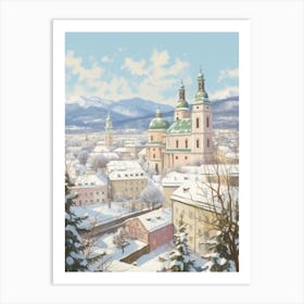 Vintage Winter Illustration Salzburg Austria 4 Art Print