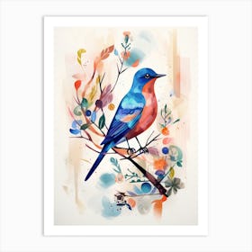 Bird Painting Collage Eastern Bluebird 2 Art Print