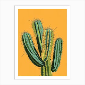 Ferocactus Cactus Minimalist Abstract Illustration 1 Art Print