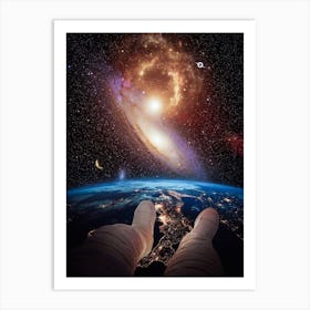 Astronaut Weightlessness Earth Art Print