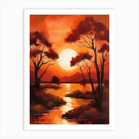 Sunset Over The River 1 Art Print