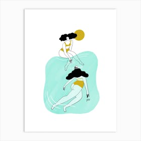 Yellow Swimmers Art Print