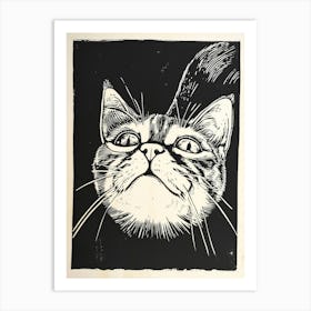 Exotic Shorthair Linocut Blockprint 6 Art Print