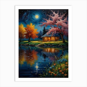 Night By The Lake 9 Art Print