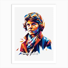 Amelia Earhart 1 Portrait WPAP Pop Art Art Print