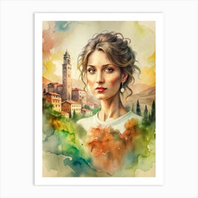 Watercolor Of A Woman Art Print