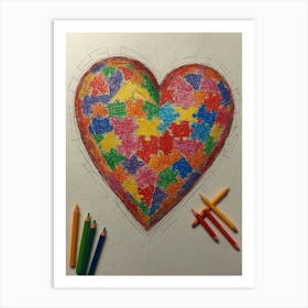 Heart With Puzzle Pieces Art Print