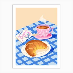 Croissant and Coffee Art Print