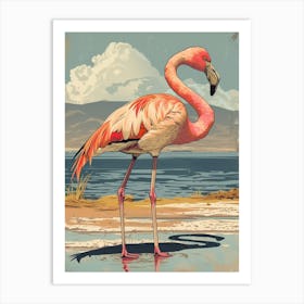 Greater Flamingo Lake Natron Tanzania Tropical Illustration 1 Art Print