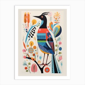 Colourful Scandi Bird Cuckoo 4 Art Print