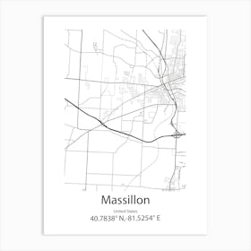 Massillon,United States Minimalist Map Art Print