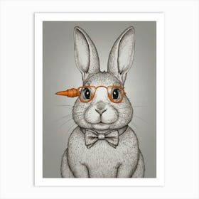 Rabbit With Glasses Art Print