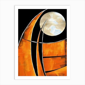 Abstract Orange And Black Painting Art Print