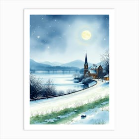 Winter Landscape With Church Art Print