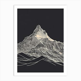 Ben Oss Mountain Line Drawing 1 Art Print