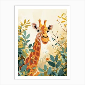 Giraffe In The Leaves Watercolour Inspired 2 Art Print