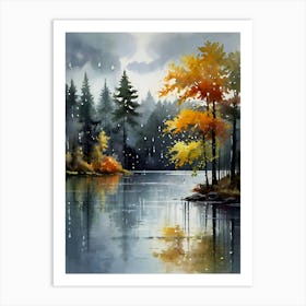 Autumn Trees By The Lake 2 Art Print