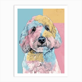 Pastel Spanish Water Dog Line Illustration 1 Art Print