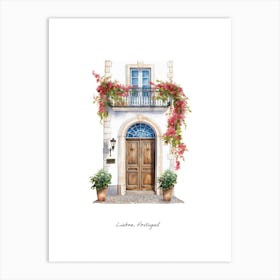 Lisbon, Portugal   Mediterranean Doors Watercolour Painting 4 Poster Art Print