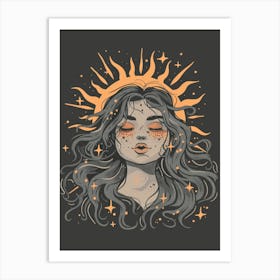 Girl With Sun Art Print