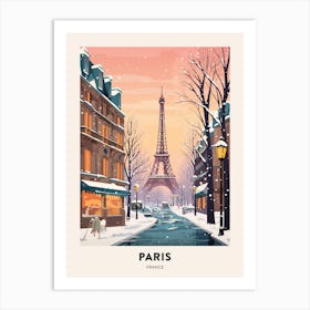 Vintage Winter Travel Poster Paris France 3 Art Print