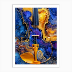 Violin On A Blue Background music art Art Print