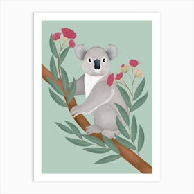 Koala Bear In Eucalyptus Tree Art Print