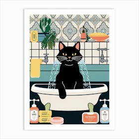 Cat In The Bath 3 Art Print