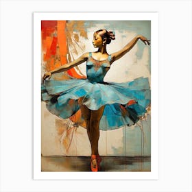 Balerina In Turquoise Red Orange Art Print