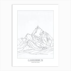 Gasherbrum Pakistan China Line Drawing 8 Poster 1 Art Print